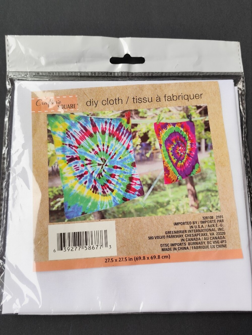3/$20💗Crafters Square Cloth Fabric For DIY Tie-Dye White 27.5x27.5 Sealed